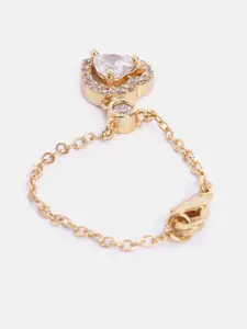 MINUTIAE Women Gold-Plated & White Brass Crystals Link Bracelet