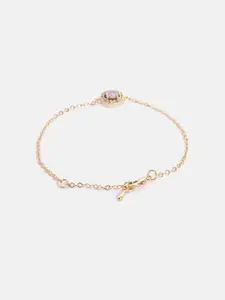 MINUTIAE Women Gold-Toned & White Brass Crystals Handcrafted Gold-Plated Link Bracelet