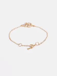 MINUTIAE Women Gold-Plated Brass Crystals Marquise Vine Link Bracelet