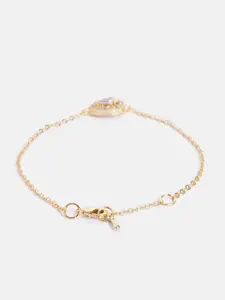 MINUTIAE Women Gold-Toned & White Brass Crystals Handcrafted Gold-Plated Link Bracelet