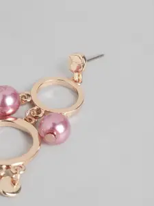 Estele Rose Gold & Pink Contemporary Drop Earrings