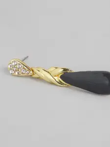 Estele Women Gold-Toned & White Contemporary Drop Earrings