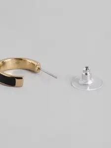 Estele Women Gold-Toned & Black Contemporary Half Hoop Earrings