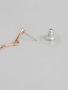 Estele Women Gold-Toned & Blue Contemporary Drop Earrings