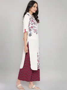 AURELIA Women Cream-Coloured Woven Design Pathani Kurta