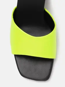 DressBerry Neon Green Croc Textured Slim Heels