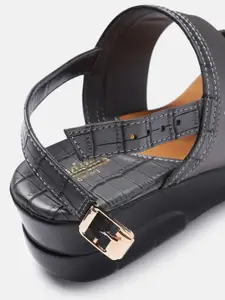 Roadster Grey Textured Open Toe Heels