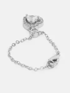 MINUTIAE Women Silver-Toned & Plated Crystal Studded St. Valentine Watch Charm Bracelet