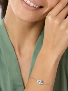 MINUTIAE Women Silver-Plated& White Brass Crystals  Link Bracelet