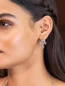 SHAYA Silver-Toned Contemporary Studs Earrings