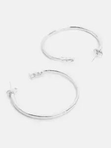 MINUTIAE Silver-Toned Circular Studs Earrings