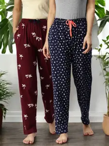 Kryptic Women Pack Of 2 Printed Pure Cotton Lounge Pants