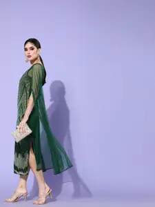 Athena Green Embellished Sheath Midi Dress