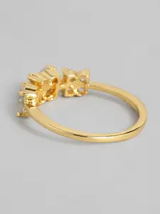 Estele Women Gold-Plated White American Diamond Ring