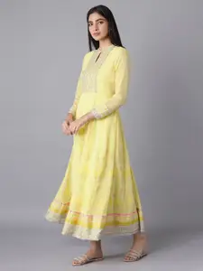 W Yellow Ethnic Motifs Ethnic Maxi Dress