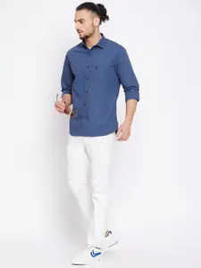 Cantabil Men Blue Opaque Pure Cotton Casual Shirt