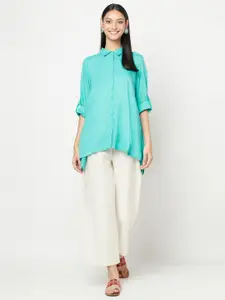 Fabindia Women Blue Opaque Casual Shirt