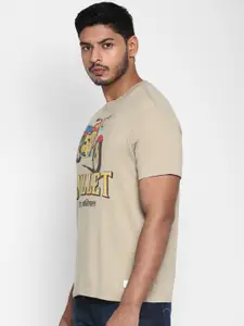 Royal Enfield Men Brown & Yellow Typography Cotton Printed T-shirt