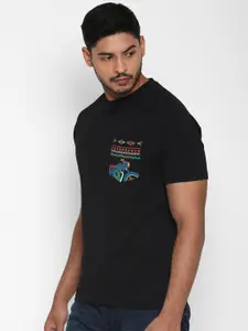 Royal Enfield Men Black & White Typography Printed Cotton T-shirt