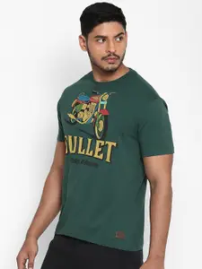 Royal Enfield Men Green & Yellow Typography Printed T-shirt