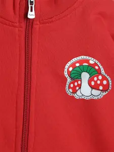 SWEET ANGEL Boys Red Solid Open Front Sweatshirt