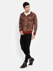 Monte Carlo Men Orange & Beige Wool Printed Pullover