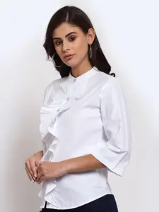 Style Quotient Women Off White Classic Opaque Casual Shirt