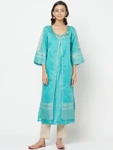 Fabindia Women Blue Layered Kurta