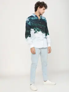 HIGHLANDER Men White Slim Fit Floral Opaque Printed Casual Shirt