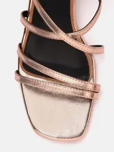 DressBerry Women Rose Gold-Toned Solid Block Heels