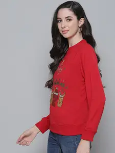 SASSAFRAS Women Red Printed Sweatshirt