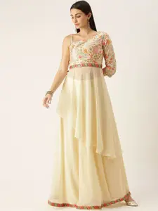 Ethnovog Off White Printed with Embroidery Made to Measure Lehenga Choli