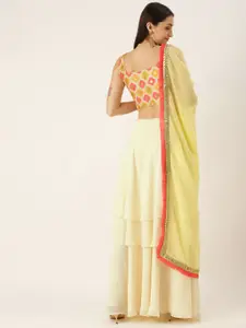 Ethnovog Beige  Off White Made to Measure Lehenga  Blouse With Dupatta