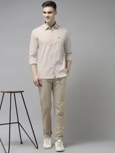 Arrow Men Beige Pure Cotton Slim Fit Printed Casual Shirt