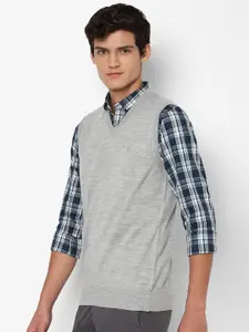 Allen Solly Men Grey Acrylic Wool Sweater Vest