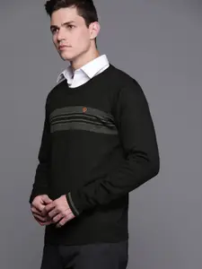 Raymond Men Black Striped Pullover