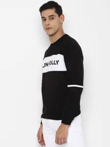 Allen Solly Men Black & White Printed Sweatshirt