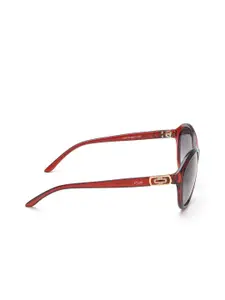 IRUS by IDEE Women Black & Red Oval Sunglasses IRS1045C3SG