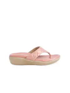 ERIDANI Women Peach-Coloured Open Toe Flats