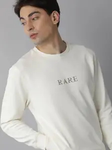 RARE RABBIT Men Off White Sweatshirt
