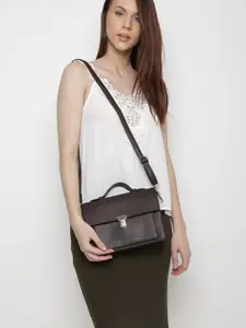 Lino Perros Coffee Brown Satchel with Sling Strap