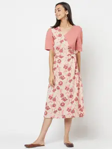 Fabindia Peach-Coloured Floral Dress