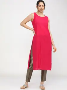 Vishudh Women Pink Ethnic Motifs Yoke Design Gotta Patti Kurta