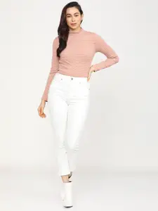 Tokyo Talkies Pink Striped Regular Top