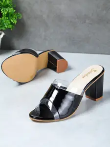 SAPATOS Women Black & Transparent Block Heels