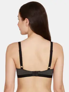 Rosaline by Zivame Charcoal Grey & Black Everyday Bra - Non-Wired