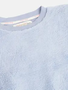 Noh.Voh - SASSAFRAS Kids Noh Voh - SASSAFRAS Kids Girls Blue Faux Fur Sweatshirt