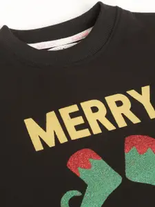 Noh.Voh - SASSAFRAS Kids Noh Voh - SASSAFRAS Kids Girls Black Printed Sweatshirt