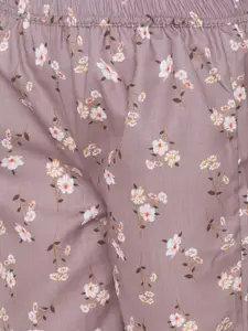 FashionRack Women Mauve & Blue Set Of 2 Printed Lounge Pants