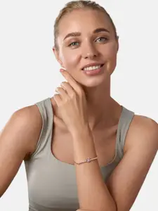 MINUTIAE Women Rose Gold & White Brass Crystals Handcrafted Rose Gold-Plated Link Bracelet